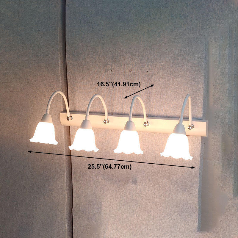 Country Style Flexible Wall Sconce White Glass Vanity Mirror Light for Bathroom