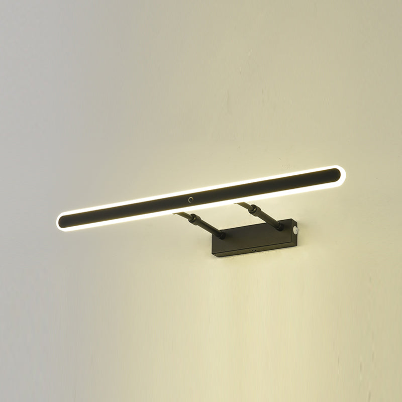 Modern Metal Vanity Light Black Straight LED Mirror Light for Bathroom