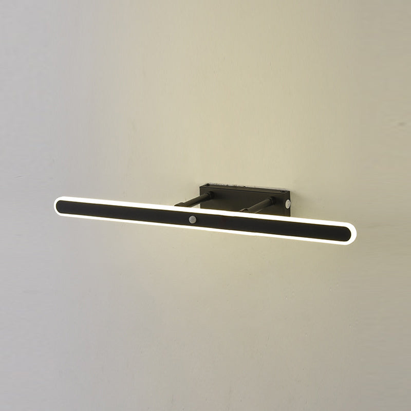 Modern Metal Vanity Light Black Straight LED Mirror Light for Bathroom