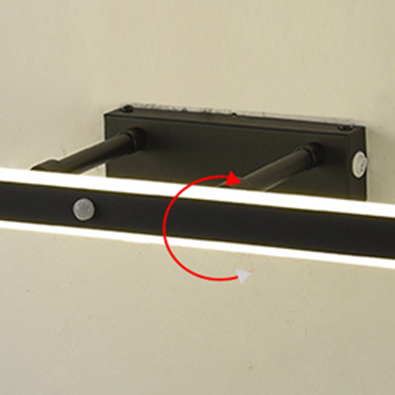 Modern Metal Vanity Light Black Straight LED Mirror Light for Bathroom