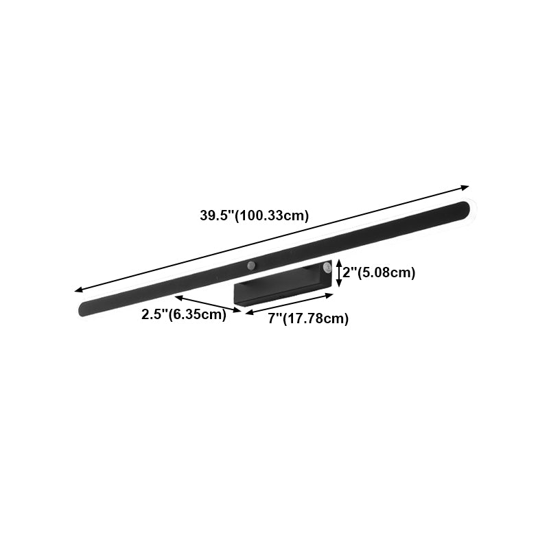 Modern Metal Vanity Light Black Straight LED Mirror Light for Bathroom