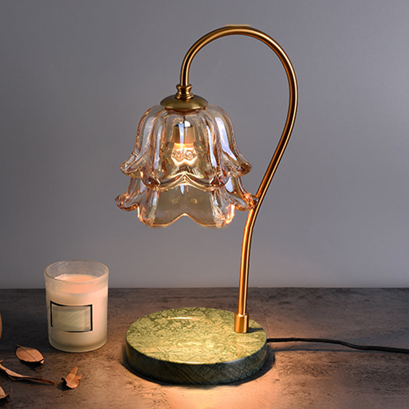 Moderner Stil Blumenform Tisch Beleuchtung Glas 1 Lichttischlampe ohne Dekorationen