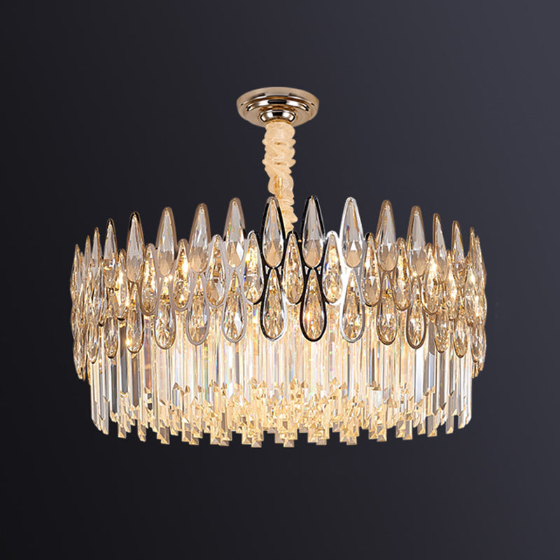 Eigentijdse ronde hanglamp lichte armatuur kristal woonkamer kroonluchter in helder