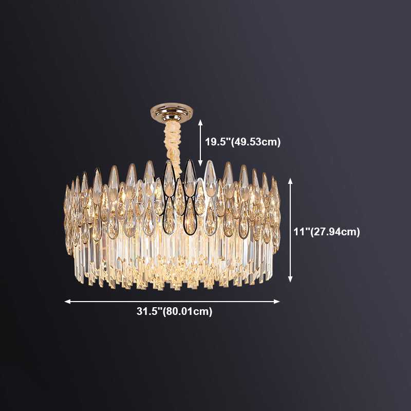 Eigentijdse ronde hanglamp lichte armatuur kristal woonkamer kroonluchter in helder