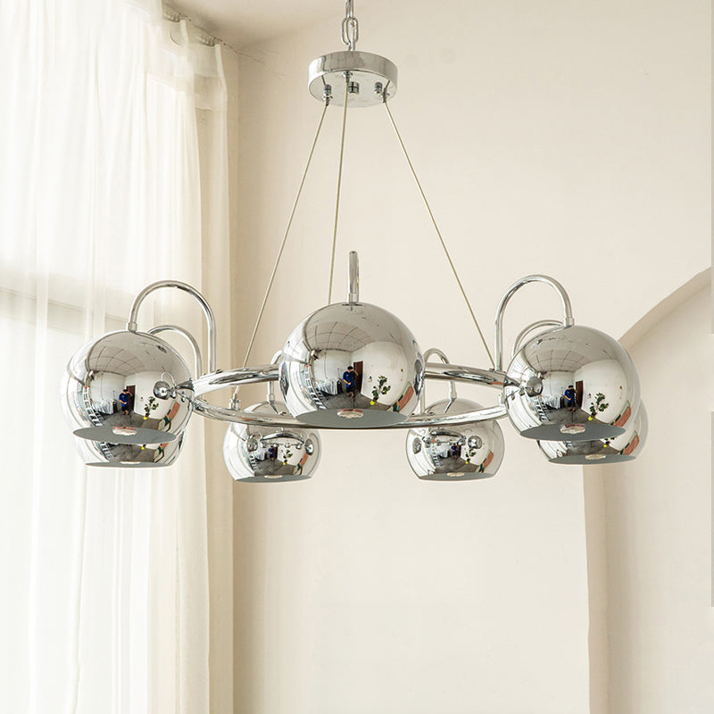 Zilveren koepel hanger licht postmodern metalen kroonluchter licht voor woonkamer
