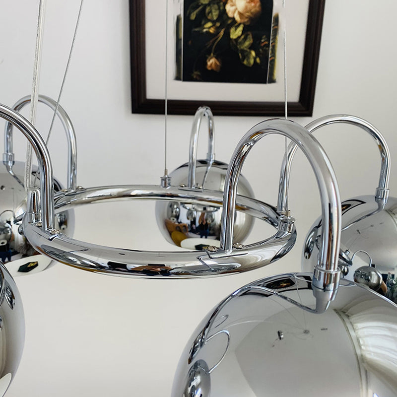 Zilveren koepel hanger licht postmodern metalen kroonluchter licht voor woonkamer
