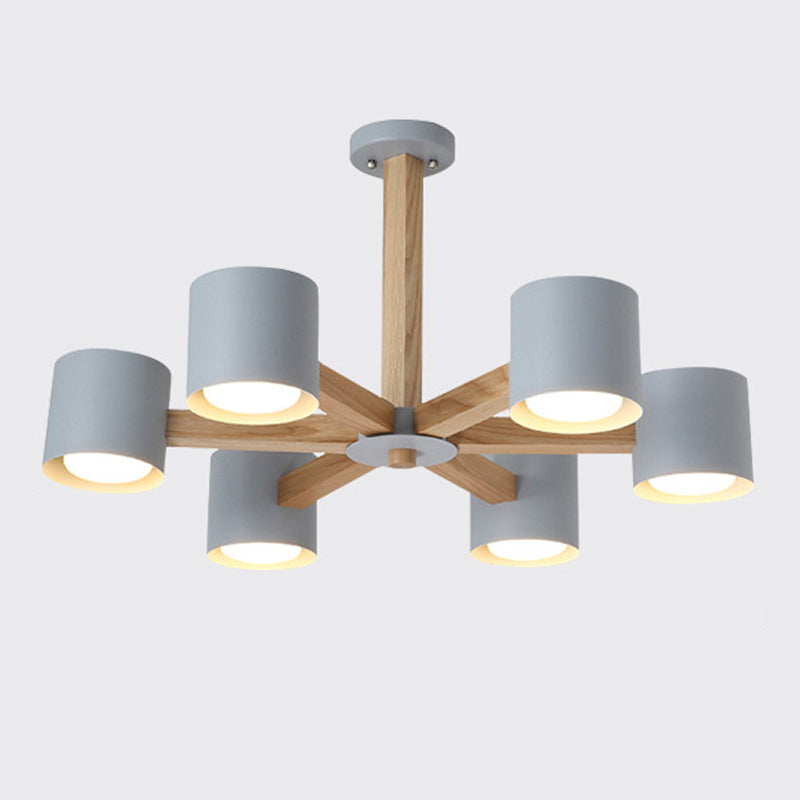 Multi -licht cilindrische tak hangende lichten moderne macaron -stijl metaalhangende verlichting