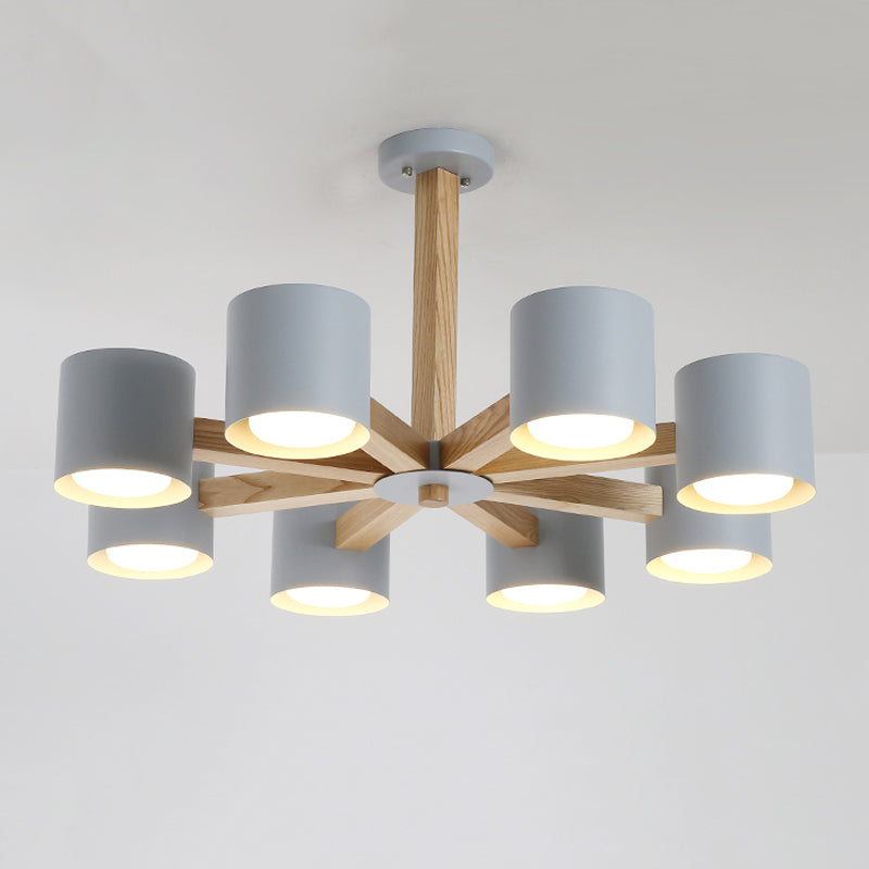 Multi -licht cilindrische tak hangende lichten moderne macaron -stijl metaalhangende verlichting