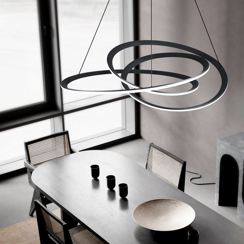 Twist Shade Metal Chandelier Light Modern 1- Light Lighting Lighting Lighting en noir