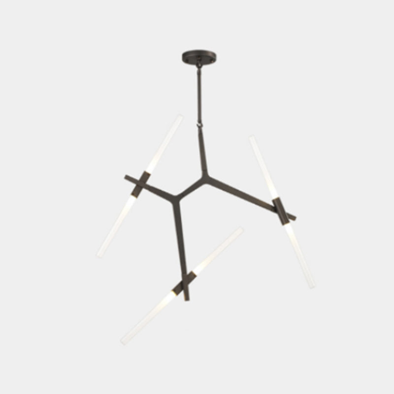 Luz de lámpara de lámpara de estilo moderno Rama de metal colgante de metal en negro