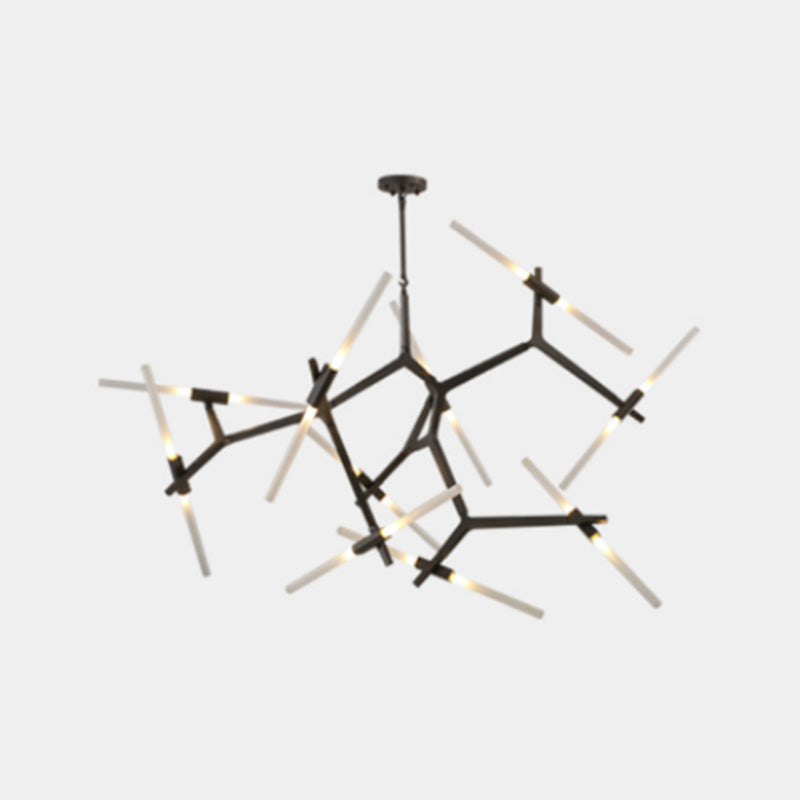 Luz de lámpara de lámpara de estilo moderno Rama de metal colgante de metal en negro