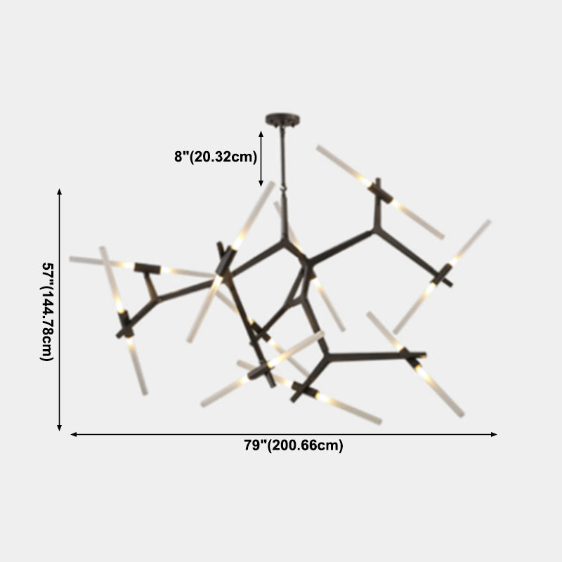 Luz de lámpara de lámpara de estilo moderno Rama de metal colgante de metal en negro