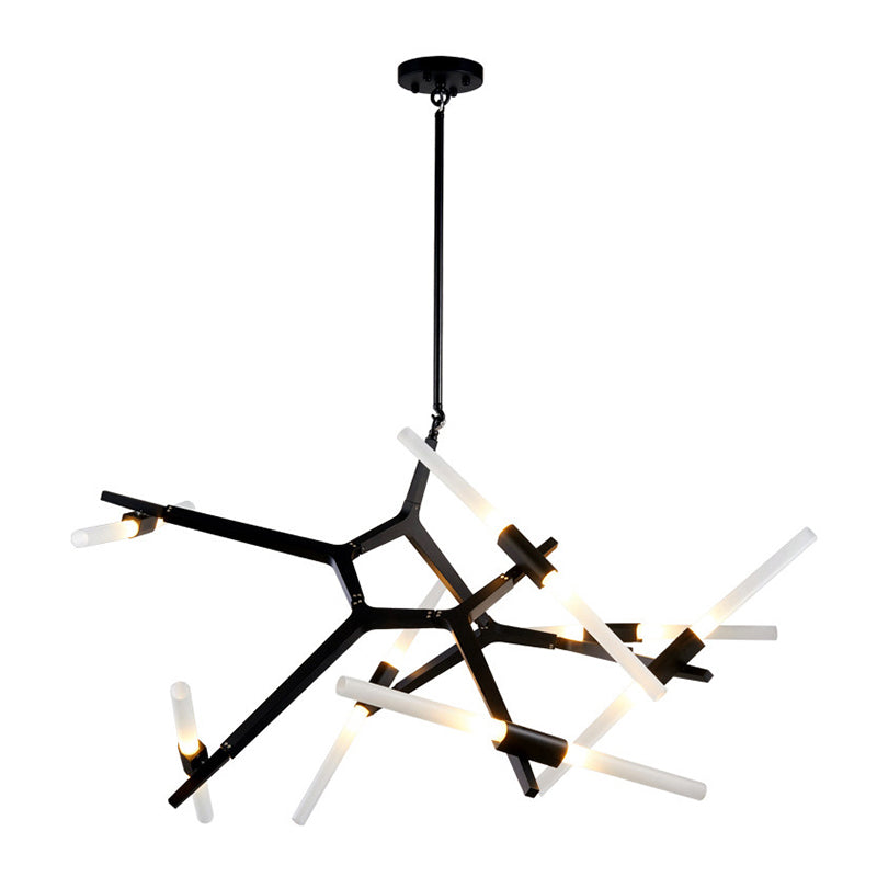 Luz de lámpara de lámpara de estilo moderno Rama de metal colgante de metal en negro