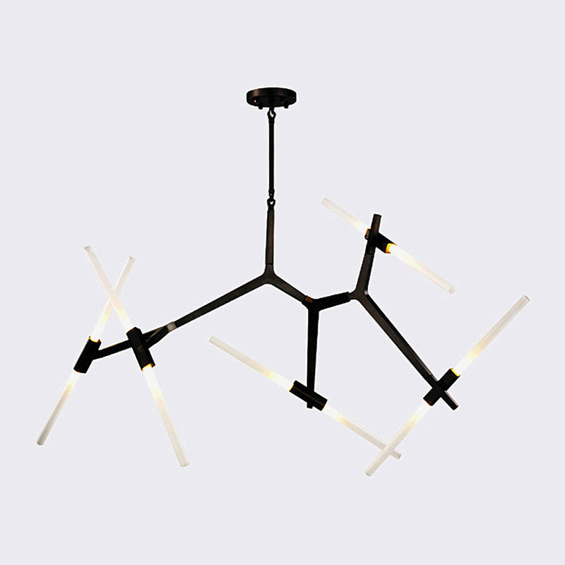 Luz de lámpara de lámpara de estilo moderno Rama de metal colgante de metal en negro