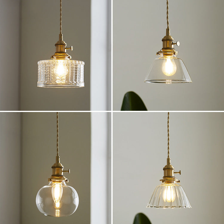 Vetro industriale sospeso a sospensione leggero caffetteria a 1 luce che pende la luce in ottone