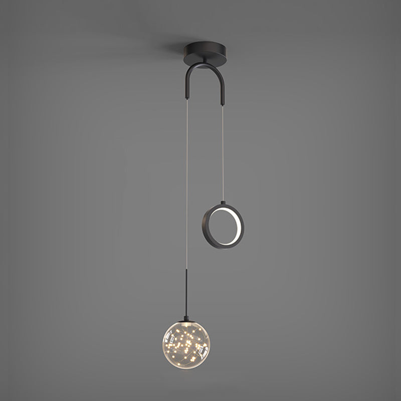 2-leichter sphärischer Anhänger Anhänger Modernes Glashängung Licht für Wohnzimmer