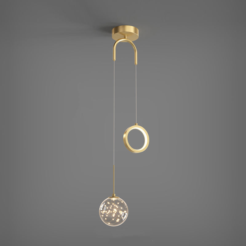 2-leichter sphärischer Anhänger Anhänger Modernes Glashängung Licht für Wohnzimmer