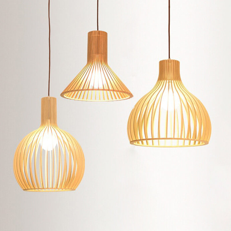 Geometric Shape Wood Hanging Light Modern 1 Light Hanging Light Fixtures in Brown