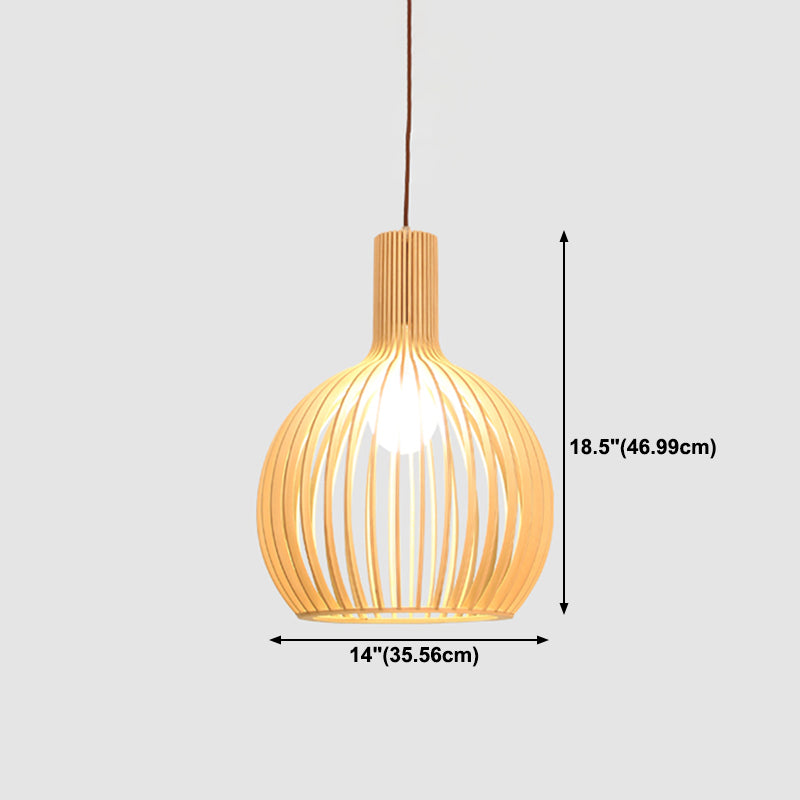 Geometric Shape Wood Hanging Light Modern 1 Light Hanging Light Fixtures in Brown