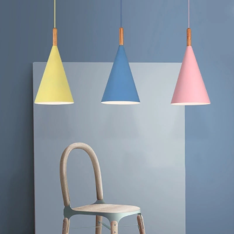 Modern Style Cone Shape Hanging Light Metal 1 Light Hanging Lamp for Bedroom