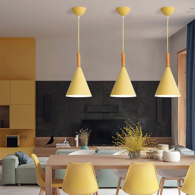 Modern Style Cone Shape Hanging Light Metal 1 Light Hanging Lamp for Bedroom