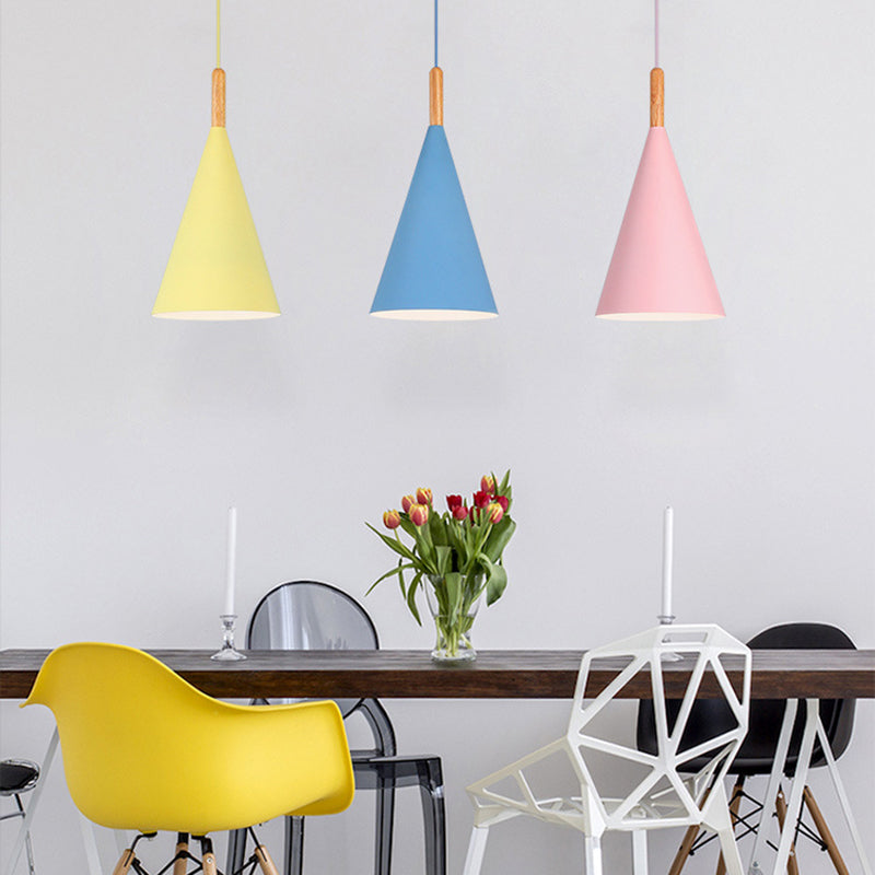 Modern Style Cone Shape Hanging Light Metal 1 Light Hanging Lamp for Bedroom