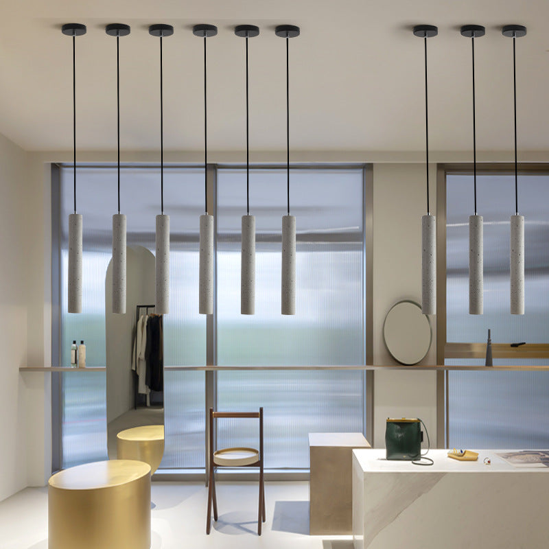 Cylinder Hanging Lights Modern Style Stone 1 Light Pendant Light Kit