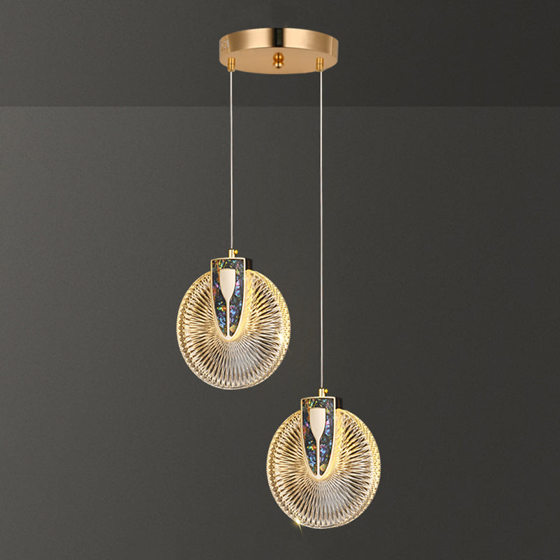 Contemporary Style Linear Shape Pendant Lights Metal Hanging Lamps in Gold
