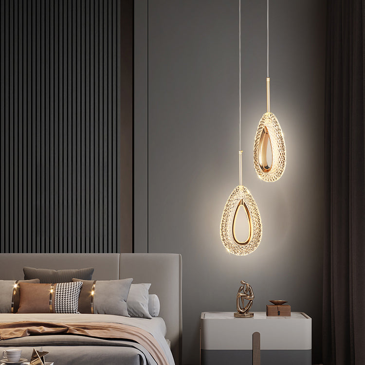 Contemporary Style Linear Shape Pendant Lights Metal Hanging Lamps in Gold