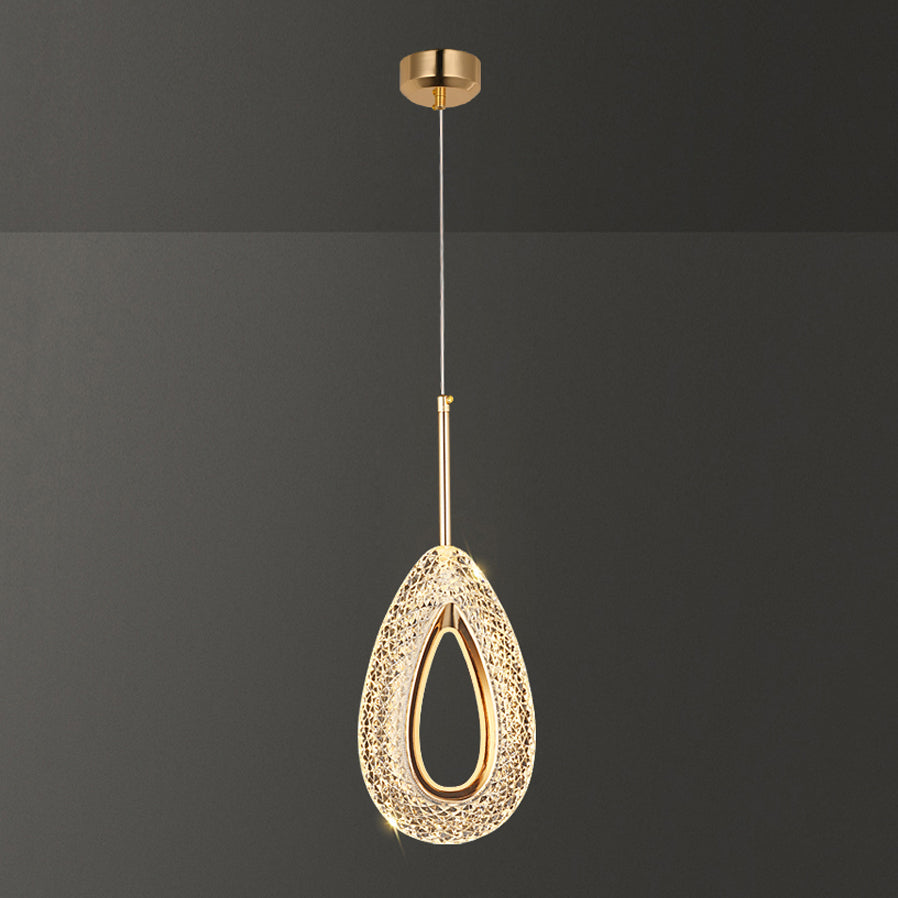 Contemporary Style Linear Shape Pendant Lights Metal Hanging Lamps in Gold