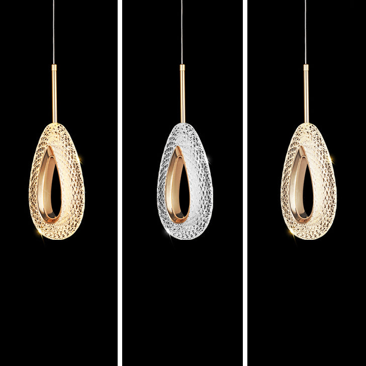 Contemporary Style Linear Shape Pendant Lights Metal Hanging Lamps in Gold