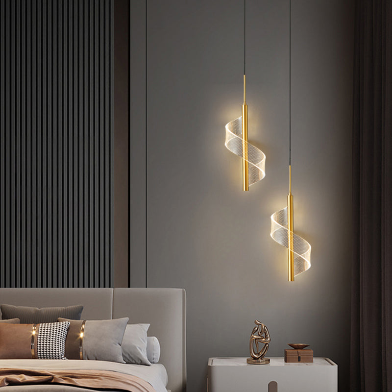 Linear Shape Metal Pendant Lights Contemporary Style Hanging Lamps