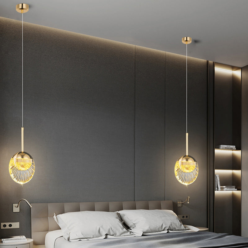 Round Shape Metal Pendant Lights Contemporary Style Hanging Lamps