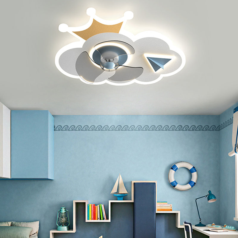 Amella a forma di fiore Ventola di ventola per bambini Multi Lights Lampada a ventola del soffitto