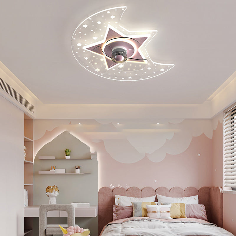 Amella a forma di fiore Ventola di ventola per bambini Multi Lights Lampada a ventola del soffitto
