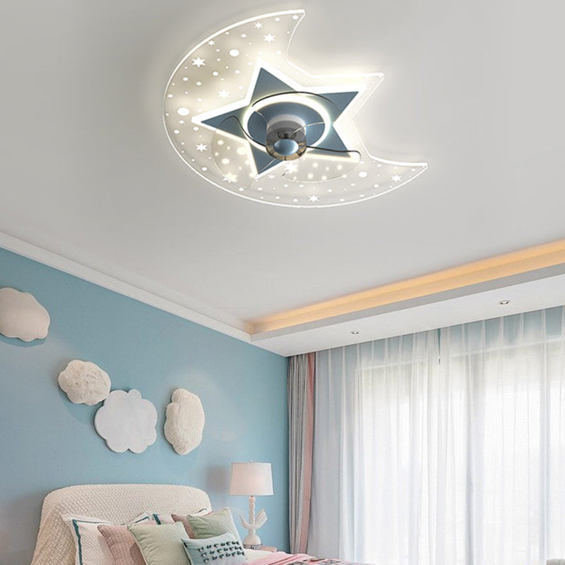 Amella a forma di fiore Ventola di ventola per bambini Multi Lights Lampada a ventola del soffitto
