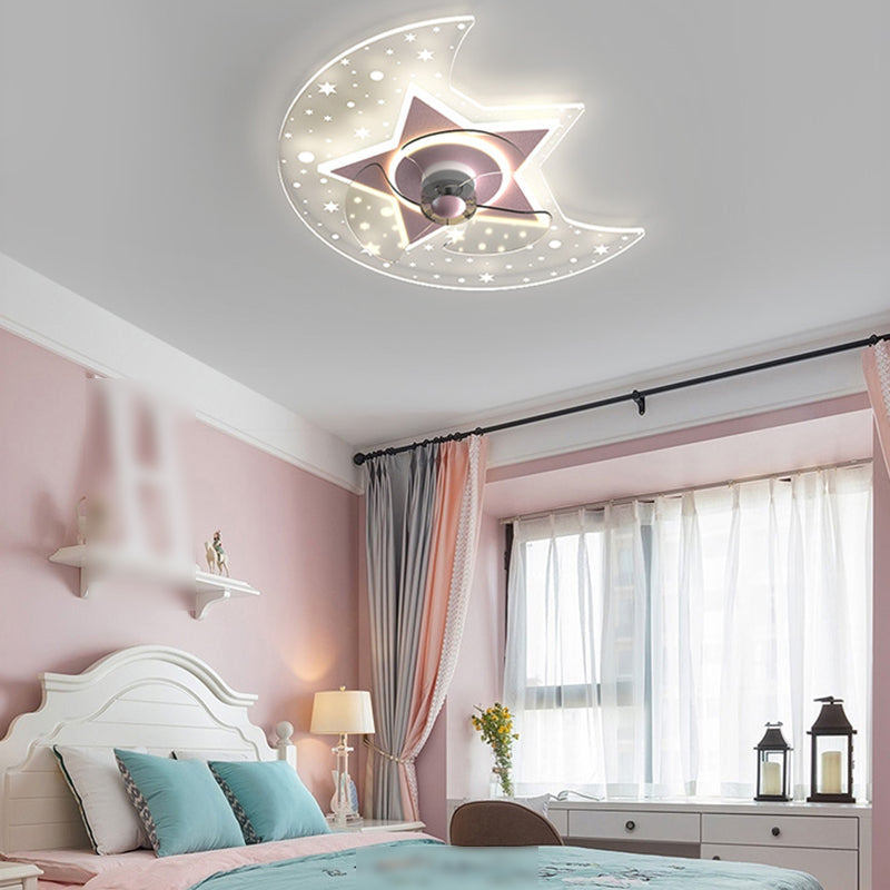 Amella a forma di fiore Ventola di ventola per bambini Multi Lights Lampada a ventola del soffitto