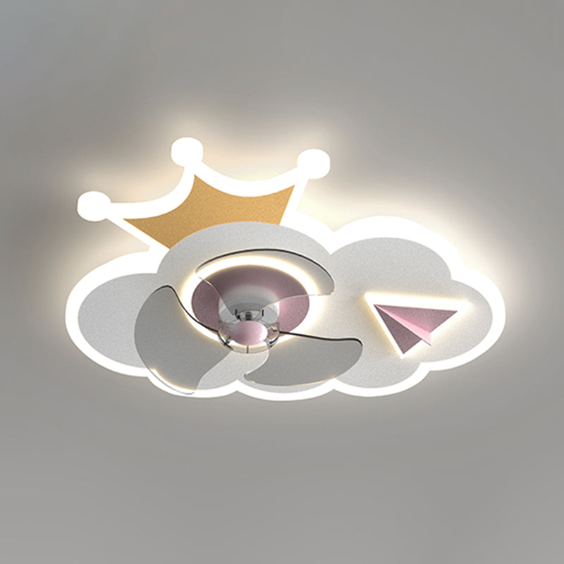 Amella a forma di fiore Ventola di ventola per bambini Multi Lights Lampada a ventola del soffitto