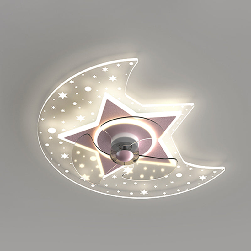 Amella a forma di fiore Ventola di ventola per bambini Multi Lights Lampada a ventola del soffitto