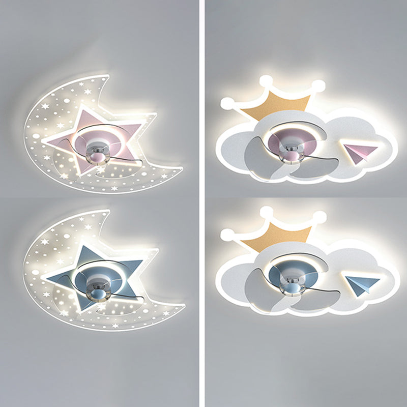 Amella a forma di fiore Ventola di ventola per bambini Multi Lights Lampada a ventola del soffitto