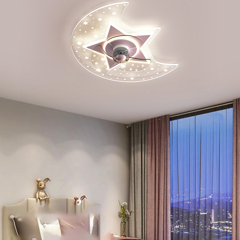 Amella a forma di fiore Ventola di ventola per bambini Multi Lights Lampada a ventola del soffitto