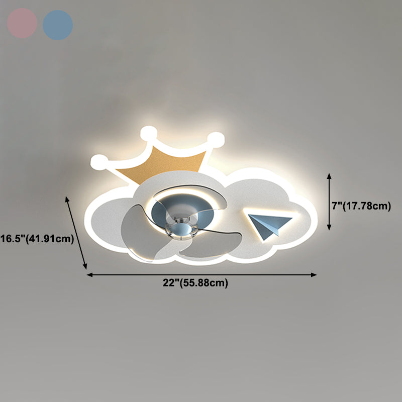 Amella a forma di fiore Ventola di ventola per bambini Multi Lights Lampada a ventola del soffitto