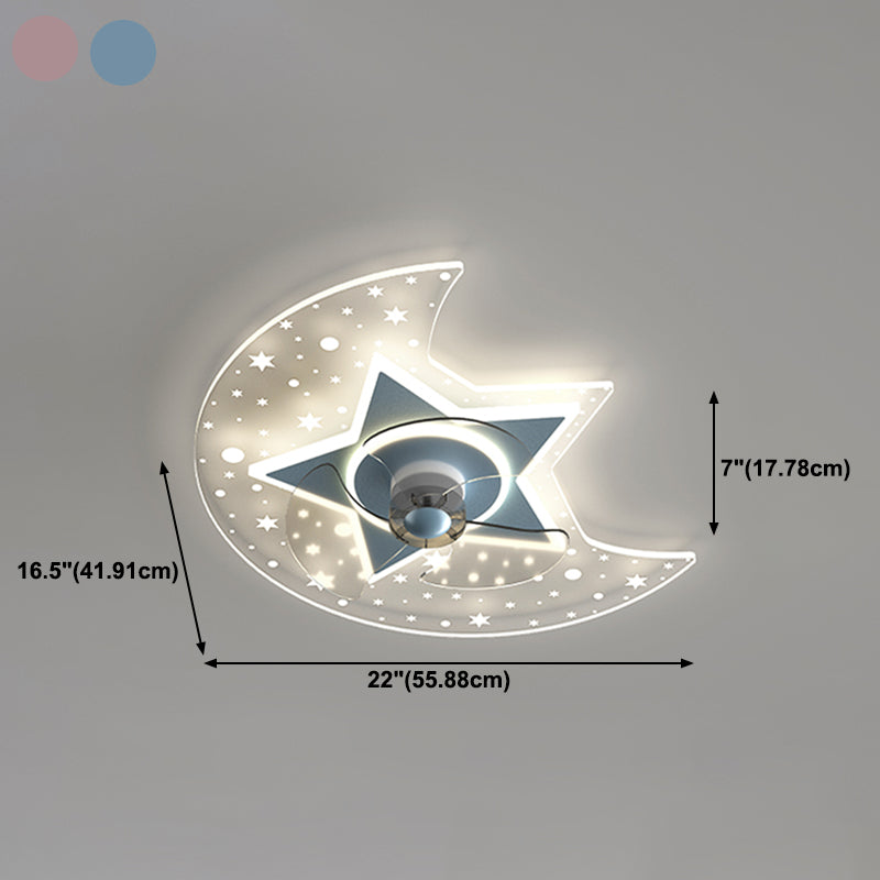 Amella a forma di fiore Ventola di ventola per bambini Multi Lights Lampada a ventola del soffitto