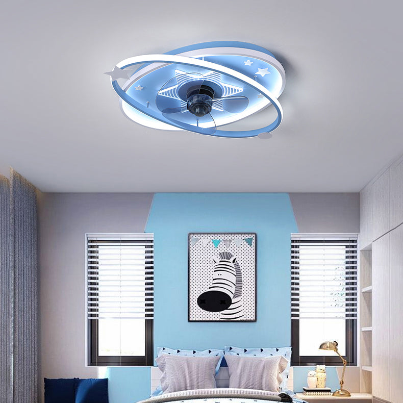 Multi Lights Fan Ceiling Lighting Modern Style Metal Flush Mount Lamp