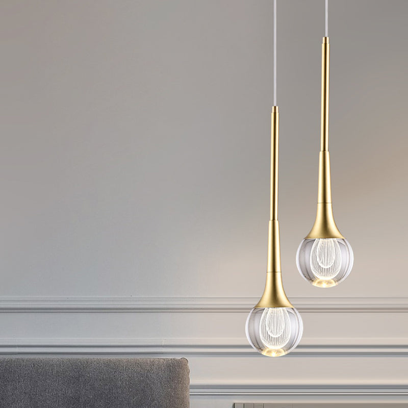 Crystal Geometric Shape Hanging Light Modern 1 Light Hanging Light Fixtures in Brass