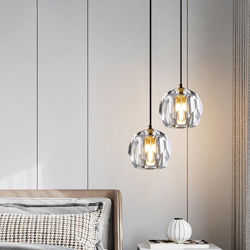 Crystal Geometric Shape Hanging Light Modern 1 Light Hanging Light Fixtures in Brass