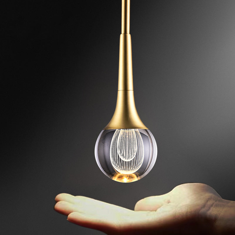 Crystal Geometric Shape Hanging Light Modern 1 Light Hanging Light Fixtures in Brass