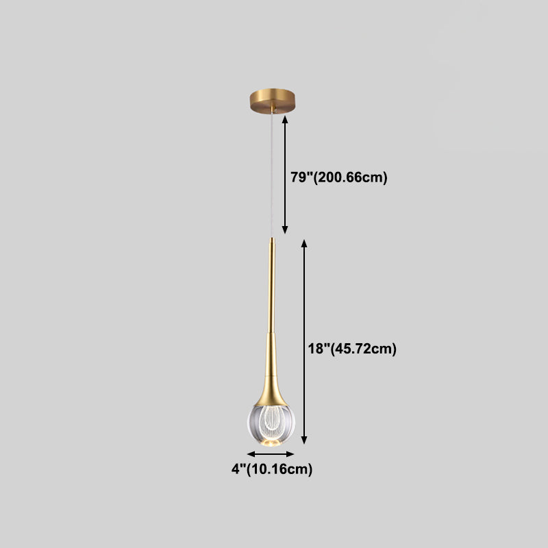Crystal Geometric Shape Hanging Light Modern 1 Light Hanging Light Fixtures in Brass