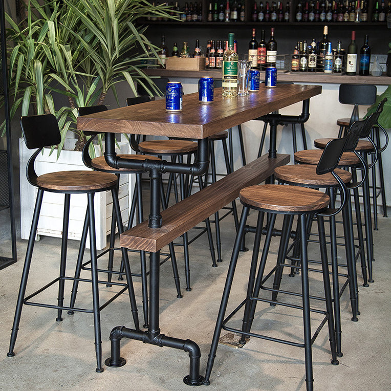 Industrial Style Brown Bar Table Solid Wood Milk Tea Shop Casual Bar Table
