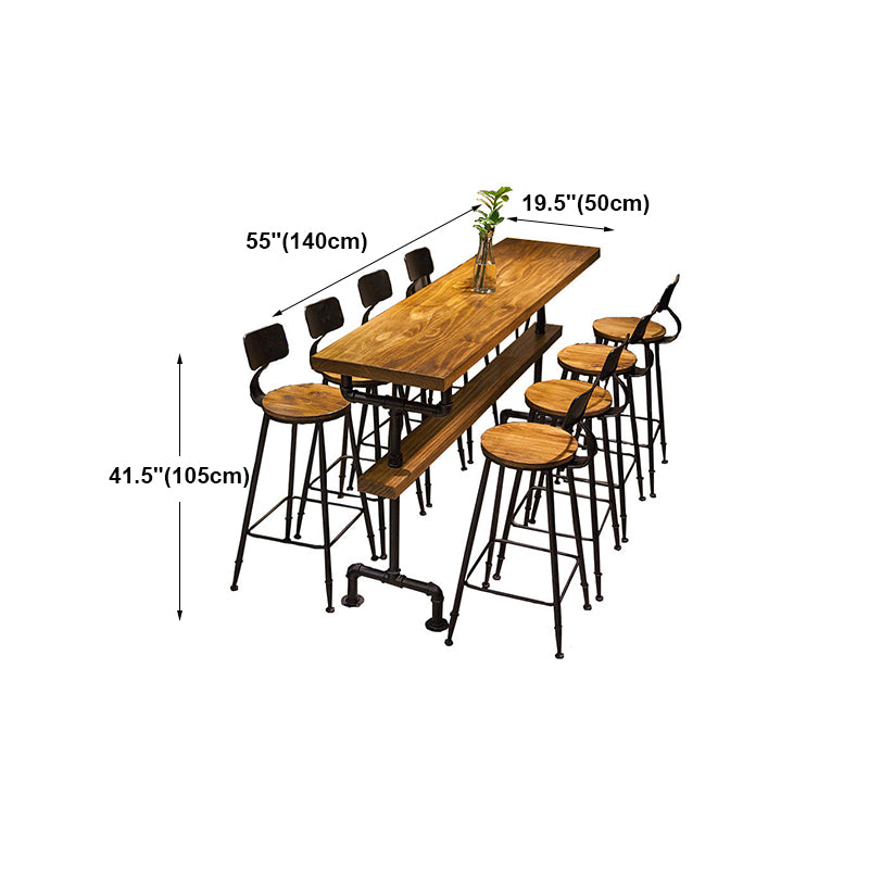 Industrial Style Brown Bar Table Solid Wood Milk Tea Shop Casual Bar Table